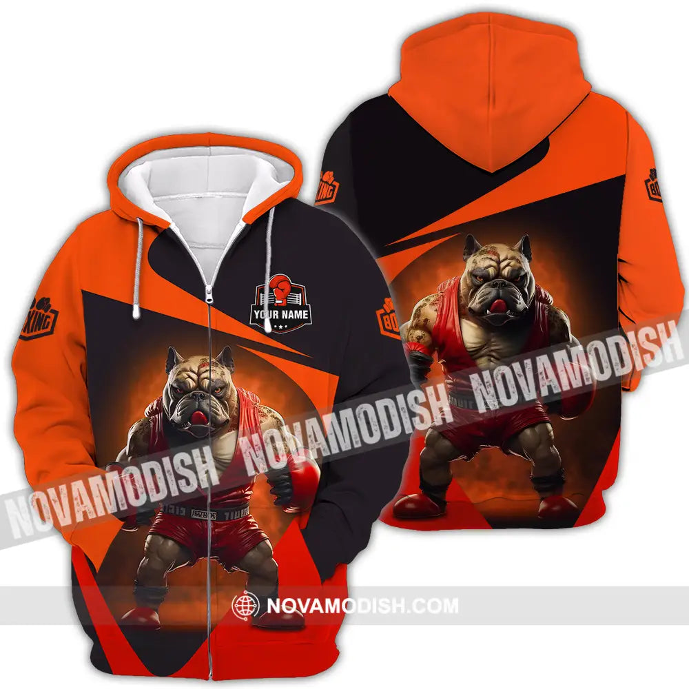 Unisex Shirt - Custom Name Pitbull Boxing Shirt Zipper Hoodie / S T-shirt
