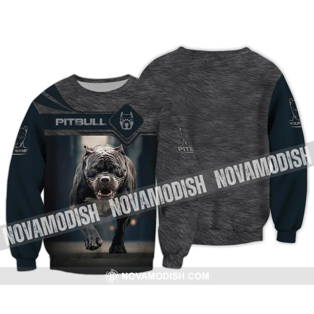 Unisex Shirt Custom Name Pitbull T-Shirt For Dog Lovers Long Sleeve / S