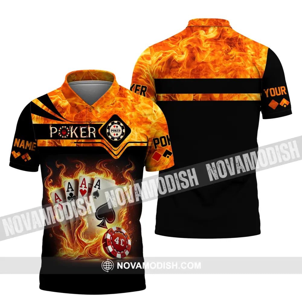 Unisex Shirt Custom Name Poker Casino Hoodie Polo Long Sleeve / S T-Shirt