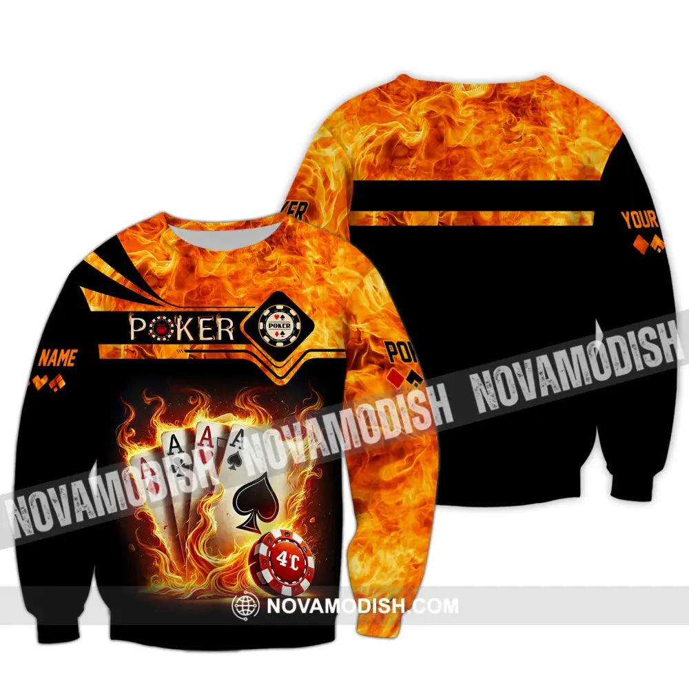 Unisex Shirt Custom Name Poker Casino Hoodie Polo Long Sleeve / S T-Shirt