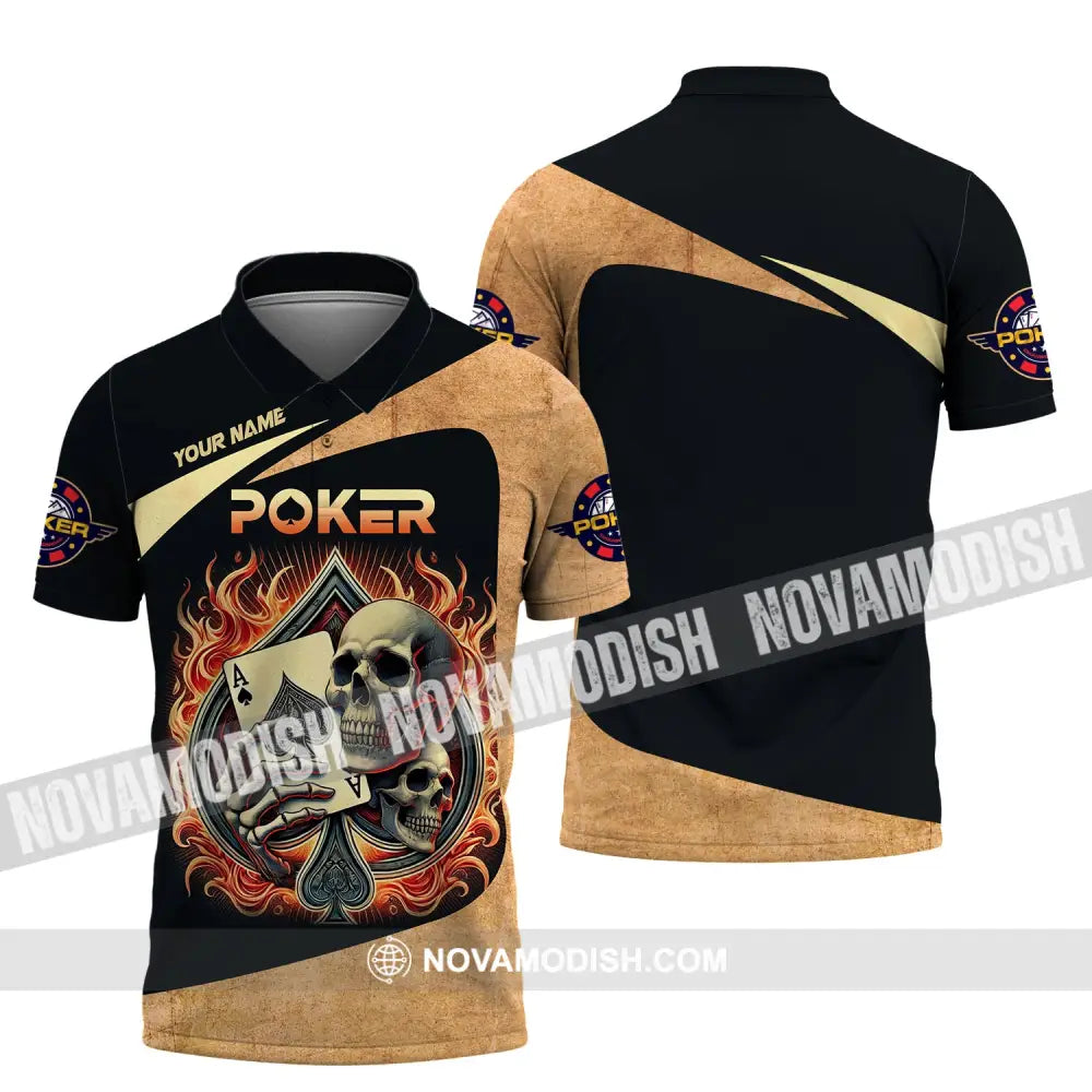 Unisex Shirt Custom Name Poker Casino Hoodie Polo Long Sleeve / S T-Shirt