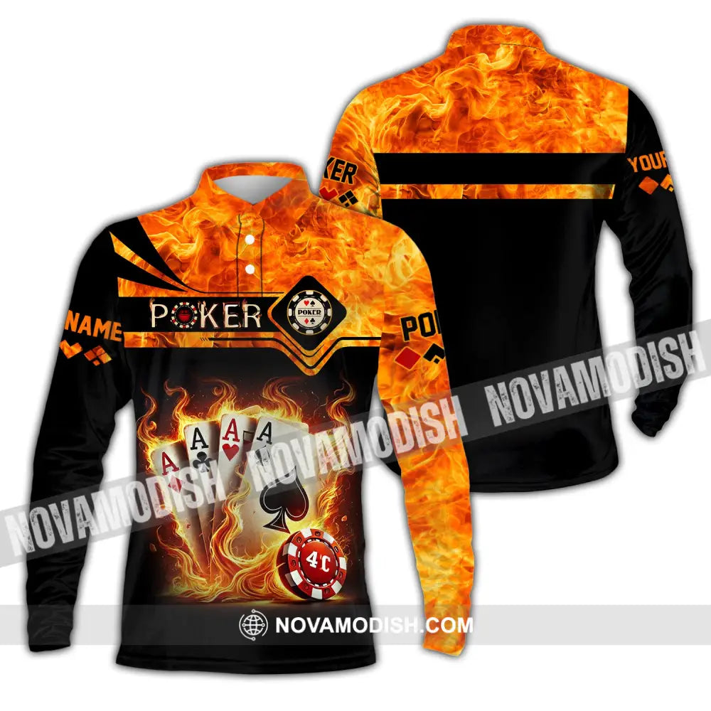 Unisex Shirt Custom Name Poker Casino Hoodie Polo Long Sleeve / S T-Shirt