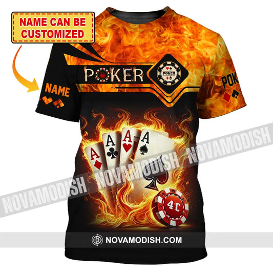 Unisex Shirt Custom Name Poker Casino Hoodie Polo Long Sleeve T-Shirt