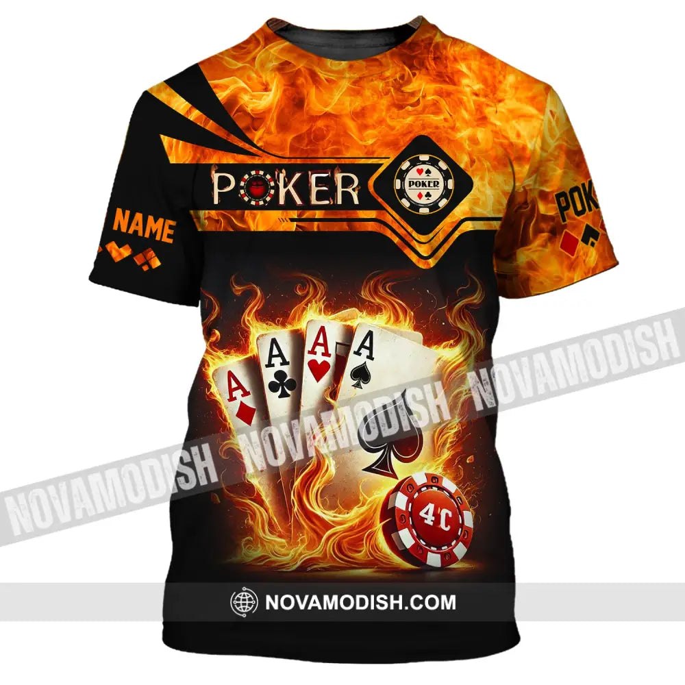 Unisex Shirt Custom Name Poker Casino Hoodie Polo Long Sleeve T-Shirt / S