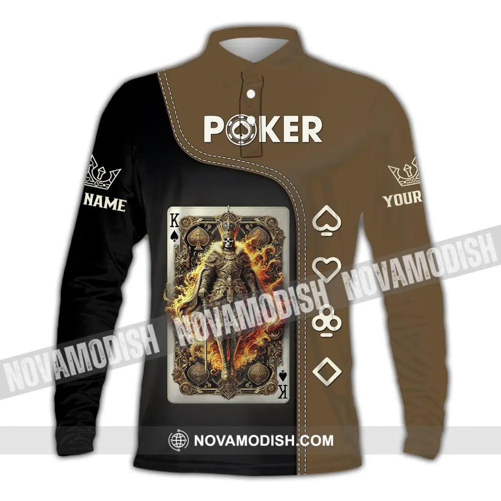 Unisex Shirt Custom Name Poker Gift For Lover Long Sleeve Polo / S T-Shirt