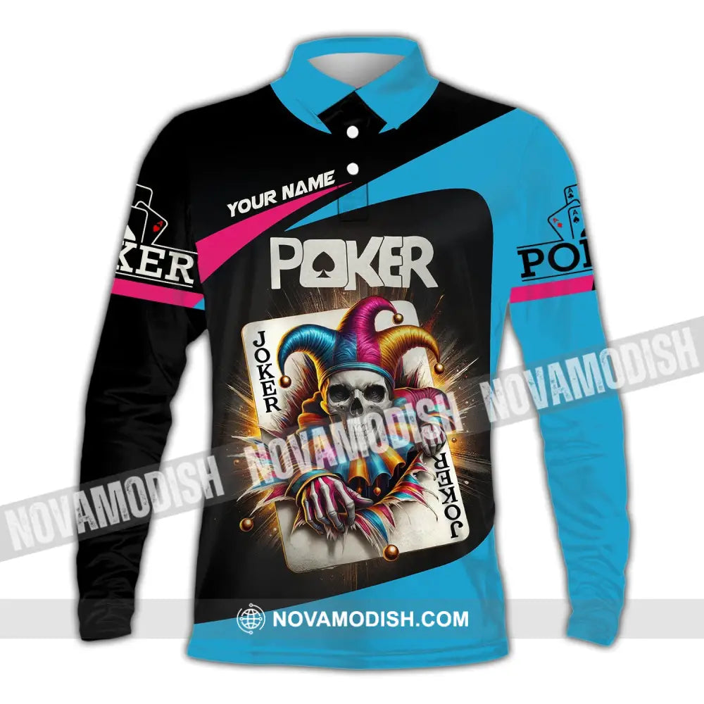 Unisex Shirt Custom Name Poker Gift For Lover Long Sleeve Polo / S T-Shirt