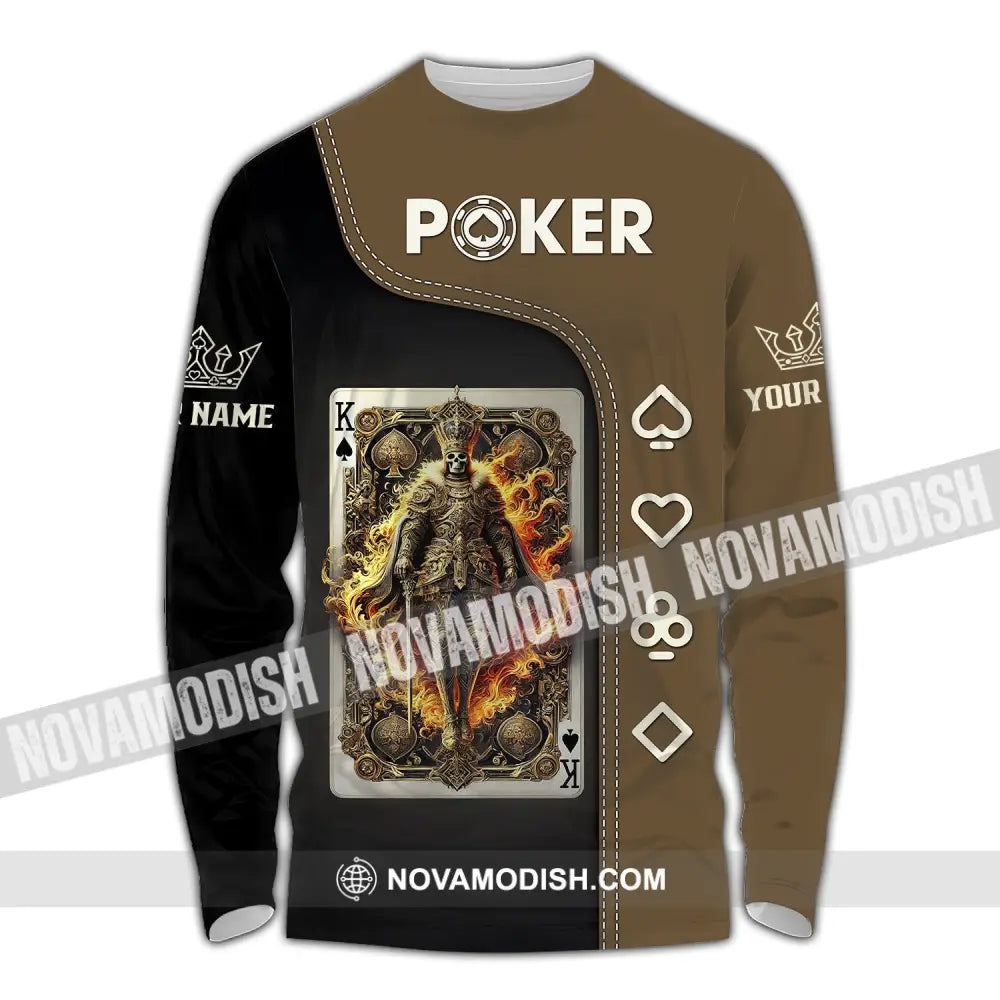 Unisex Shirt Custom Name Poker Gift For Lover Long Sleeve / S T-Shirt