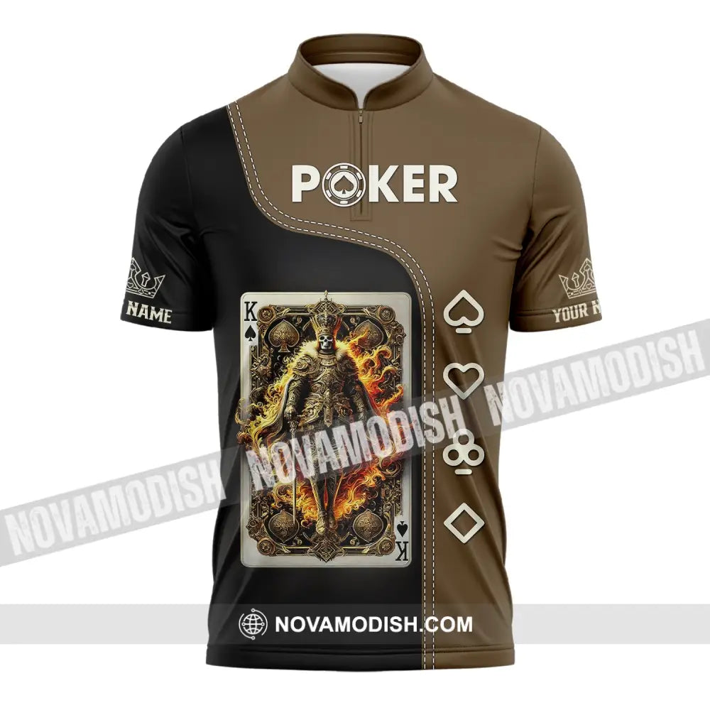 Unisex Shirt Custom Name Poker Gift For Lover Zipper Polo / S T-Shirt