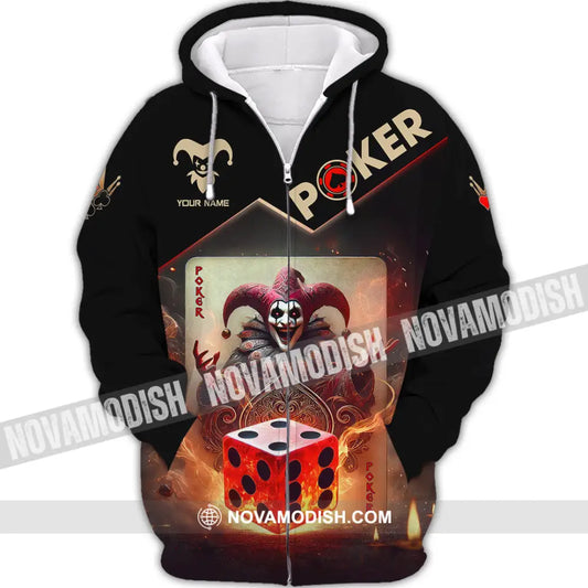 Unisex Shirt Custom Name Poker Gift Zipper Hoodie / S T-Shirt