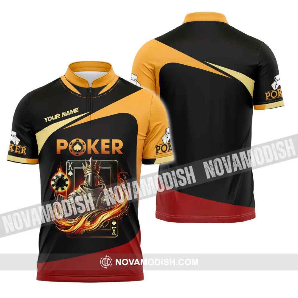 Unisex Shirt Custom Name Poker Gift Zipper Polo / S T-Shirt