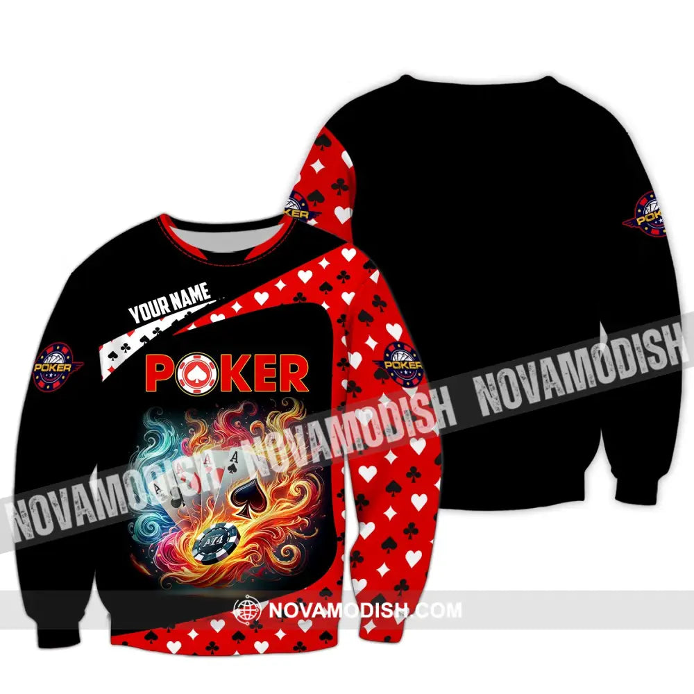 Unisex Shirt - Custom Name Poker Heart Long Sleeve / S T-Shirt