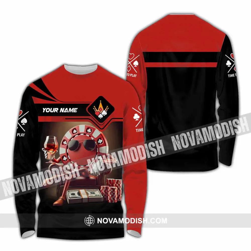 Unisex Shirt Custom Name Poker Hoodie Polo Long Sleeve / S T-Shirt