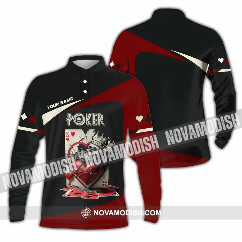 Unisex Shirt Custom Name Poker Hoodie Polo Long Sleeve / S T-Shirt