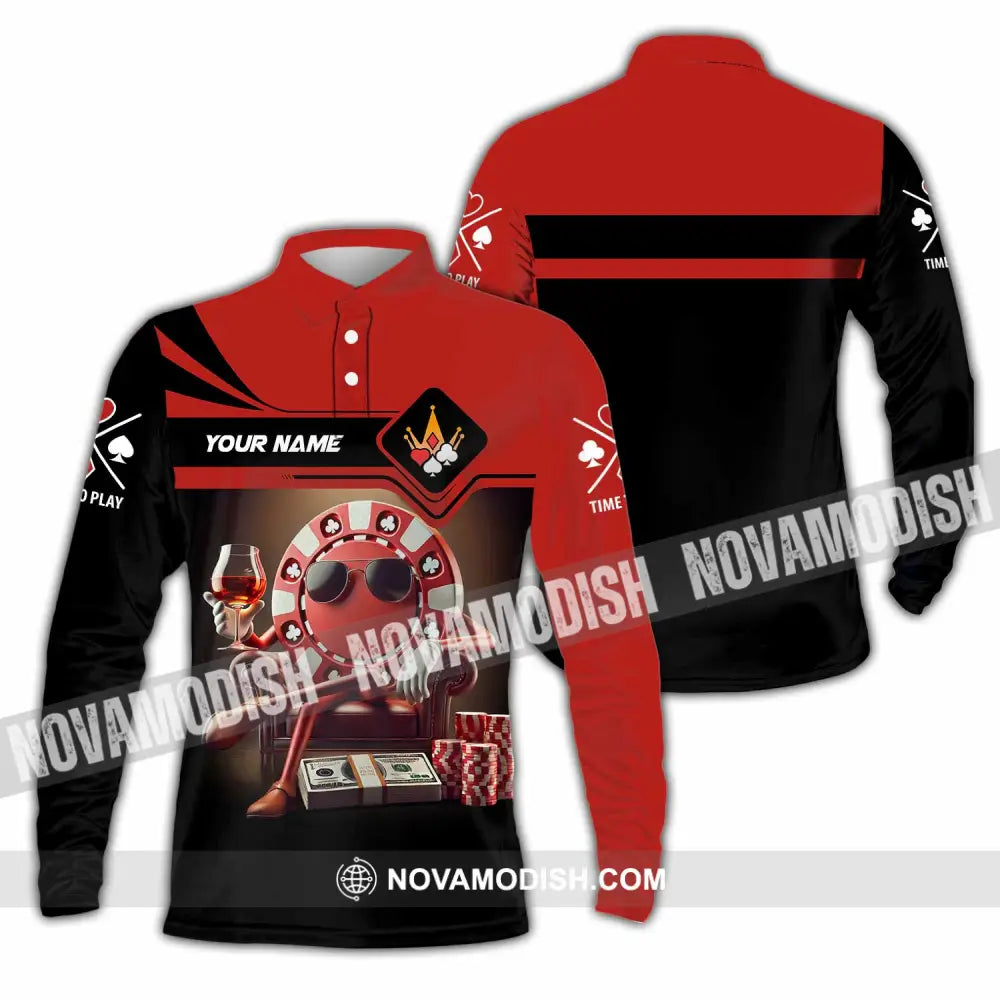 Unisex Shirt Custom Name Poker Hoodie Polo Long Sleeve / S T-Shirt