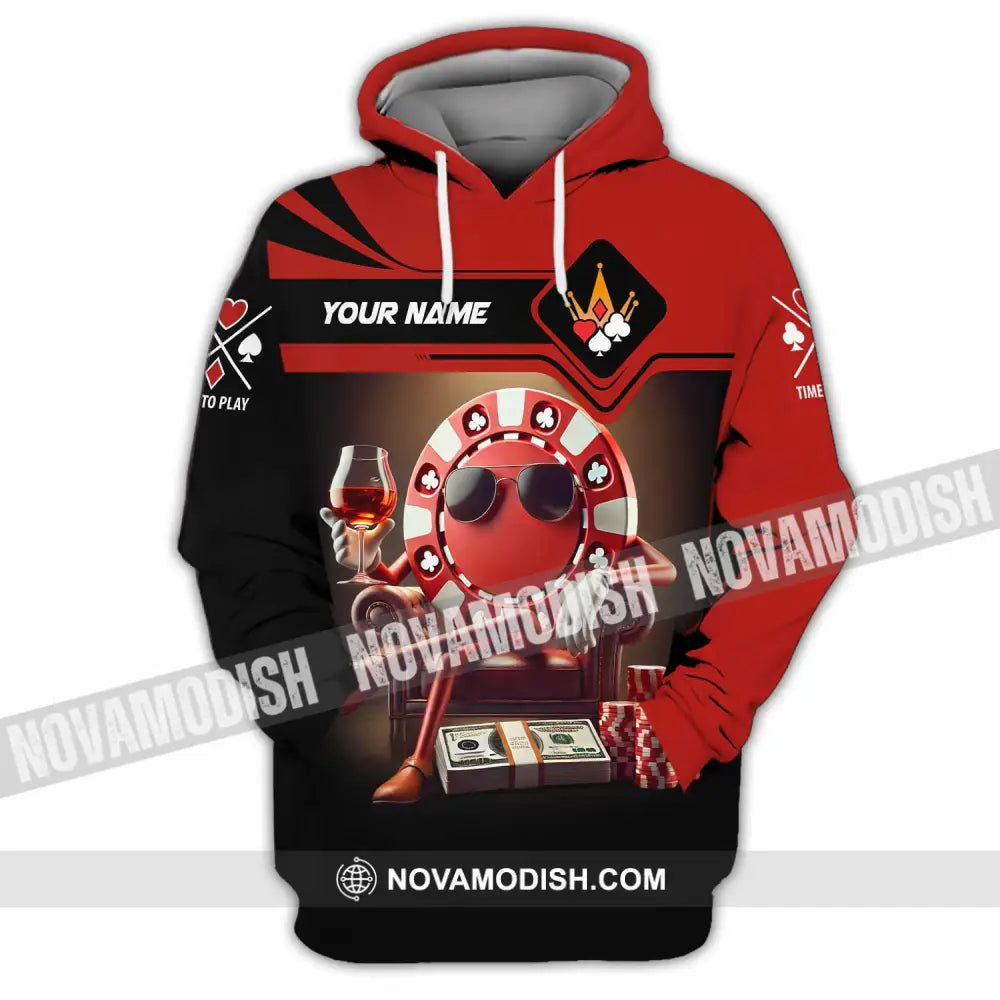 Unisex Shirt Custom Name Poker Hoodie Polo Long Sleeve / S T-Shirt
