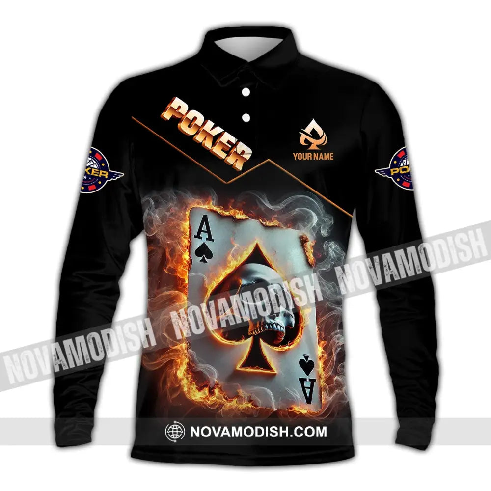 Unisex Shirt Custom Name Poker King T-Shirt Hoodie Long Sleeve Casino Polo / S T-Shirt