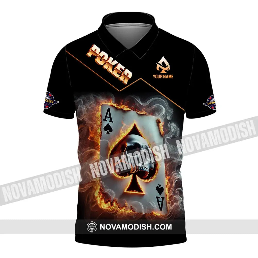 Unisex Shirt Custom Name Poker King T-Shirt Hoodie Long Sleeve Casino Polo / S T-Shirt