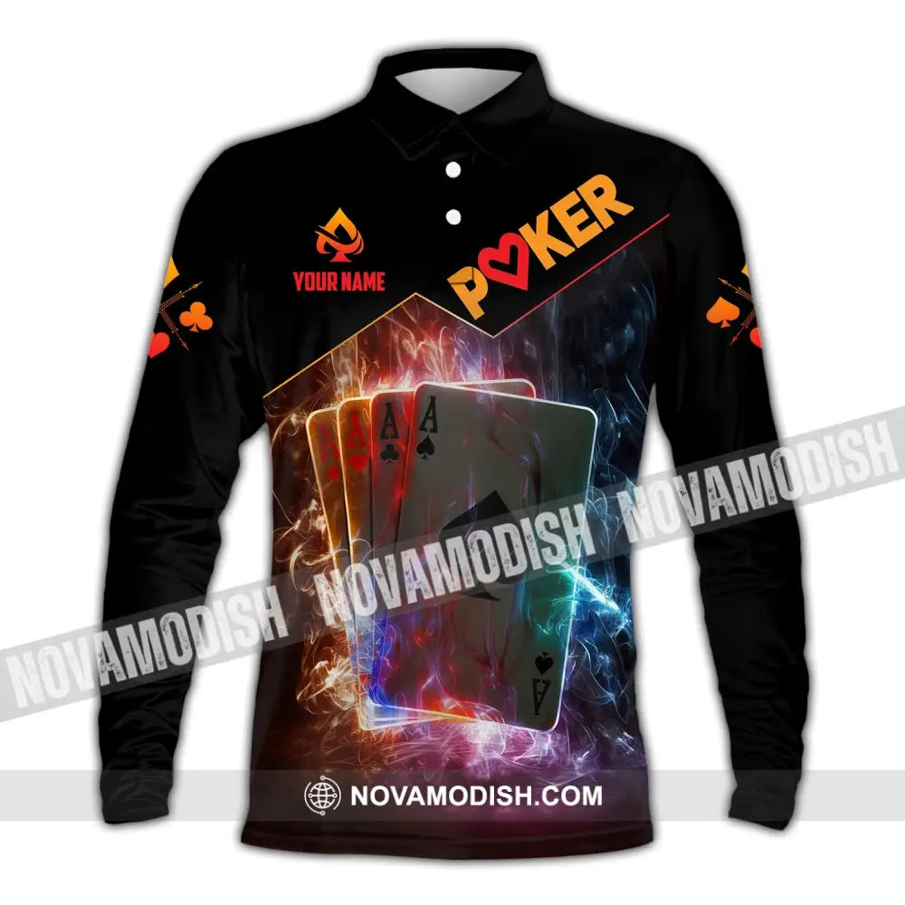 Unisex Shirt Custom Name Poker King T-Shirt Hoodie Long Sleeve Casino Polo / S T-Shirt