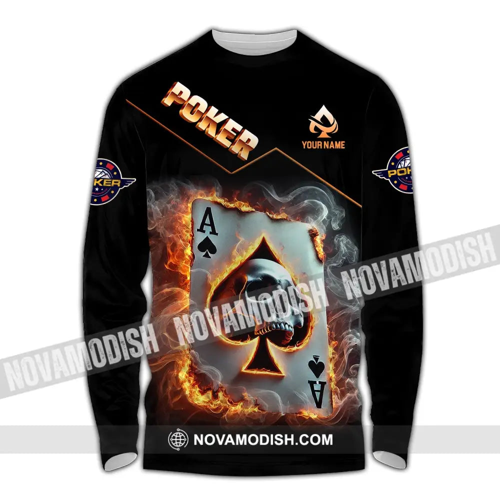 Unisex Shirt Custom Name Poker King T-Shirt Hoodie Long Sleeve Casino / S T-Shirt