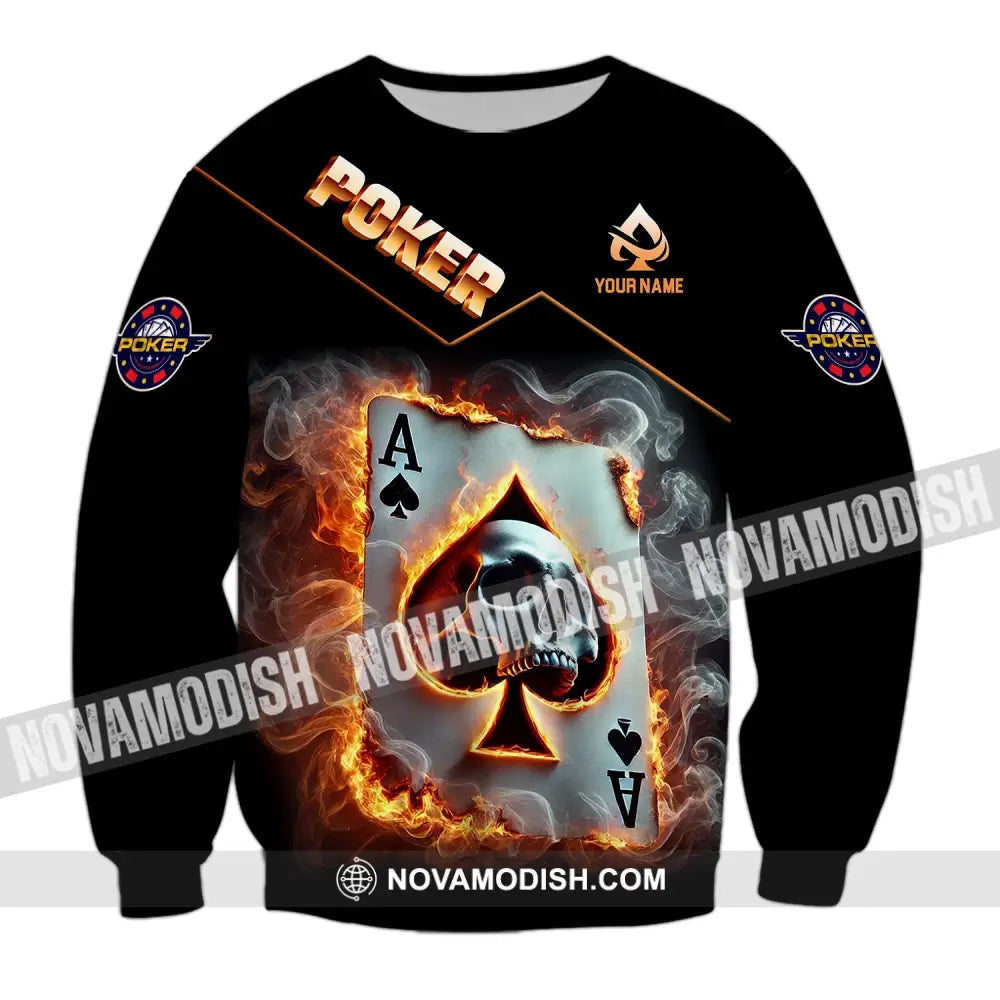 Unisex Shirt Custom Name Poker King T-Shirt Hoodie Long Sleeve Casino / S T-Shirt