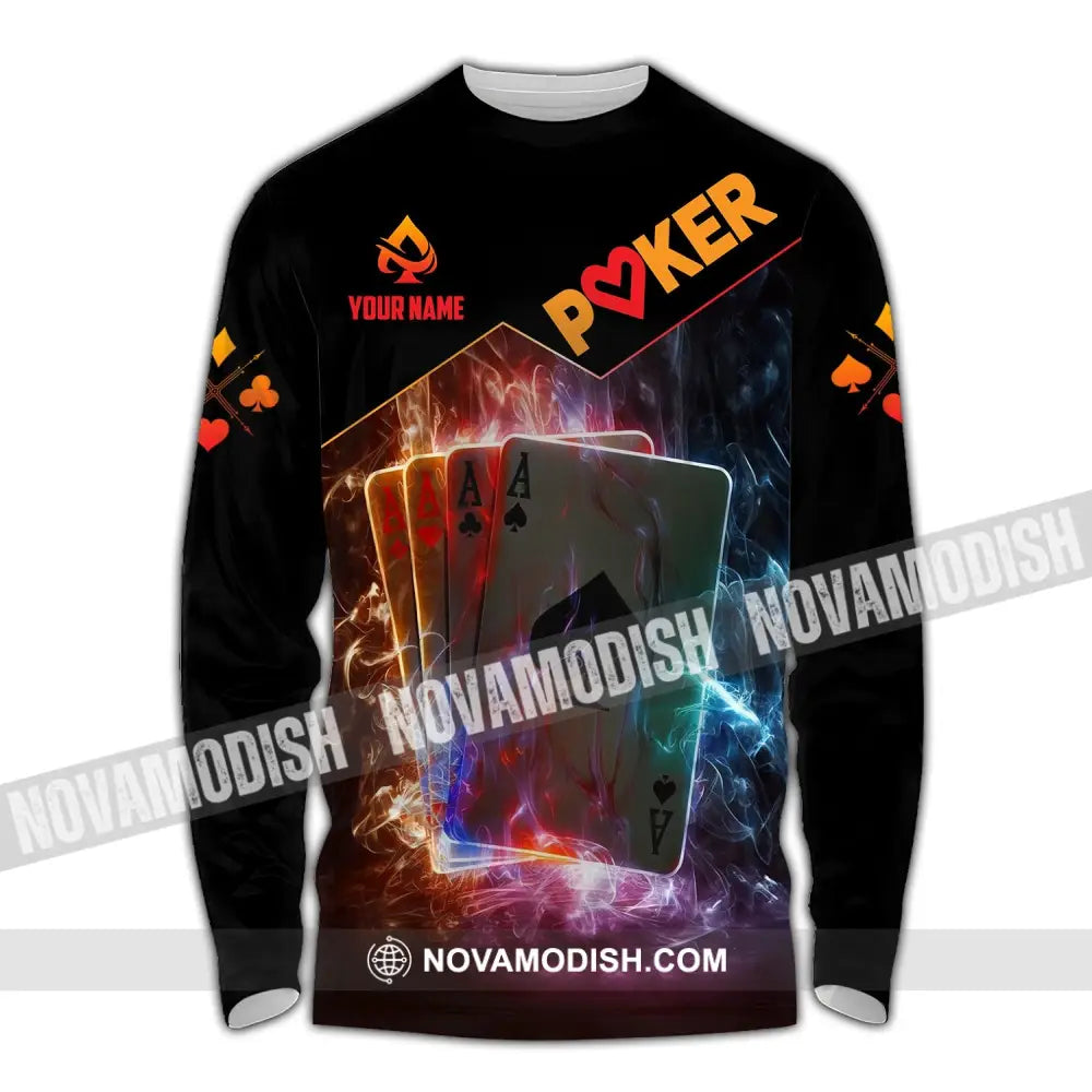 Unisex Shirt Custom Name Poker King T-Shirt Hoodie Long Sleeve Casino / S T-Shirt