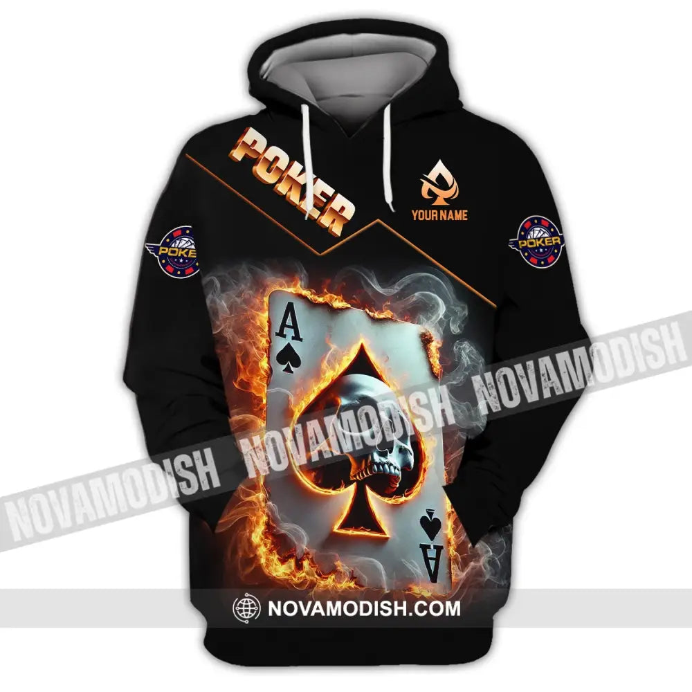 Unisex Shirt Custom Name Poker King T-Shirt Hoodie Long Sleeve Casino / S T-Shirt