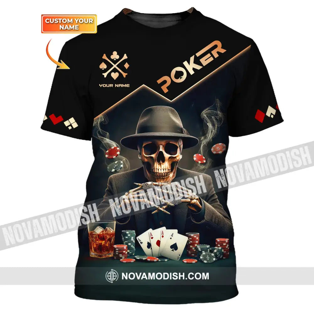 Unisex Shirt Custom Name Poker Polo Long Sleeve Casino T-Shirt