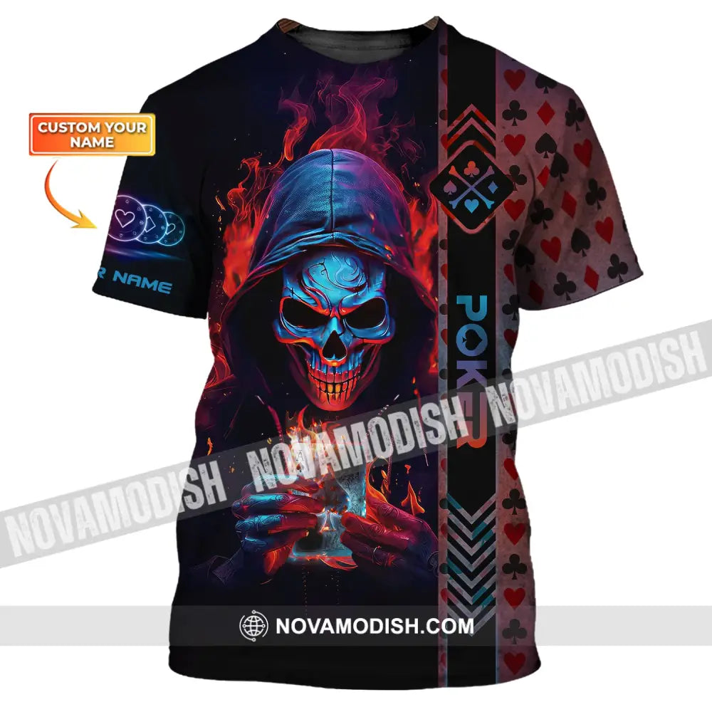 Unisex Shirt Custom Name Poker Skull T-Shirt Hoodie Gift