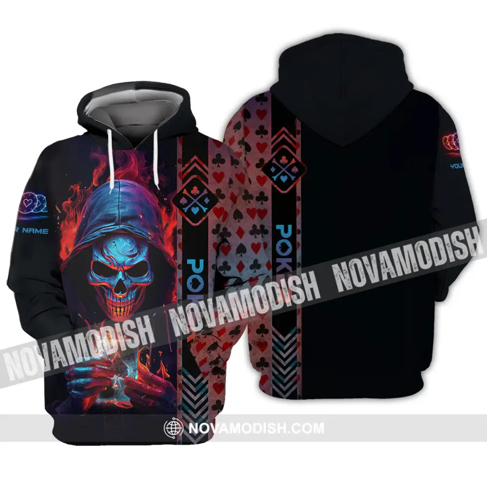 Unisex Shirt Custom Name Poker Skull T-Shirt Hoodie Gift / S