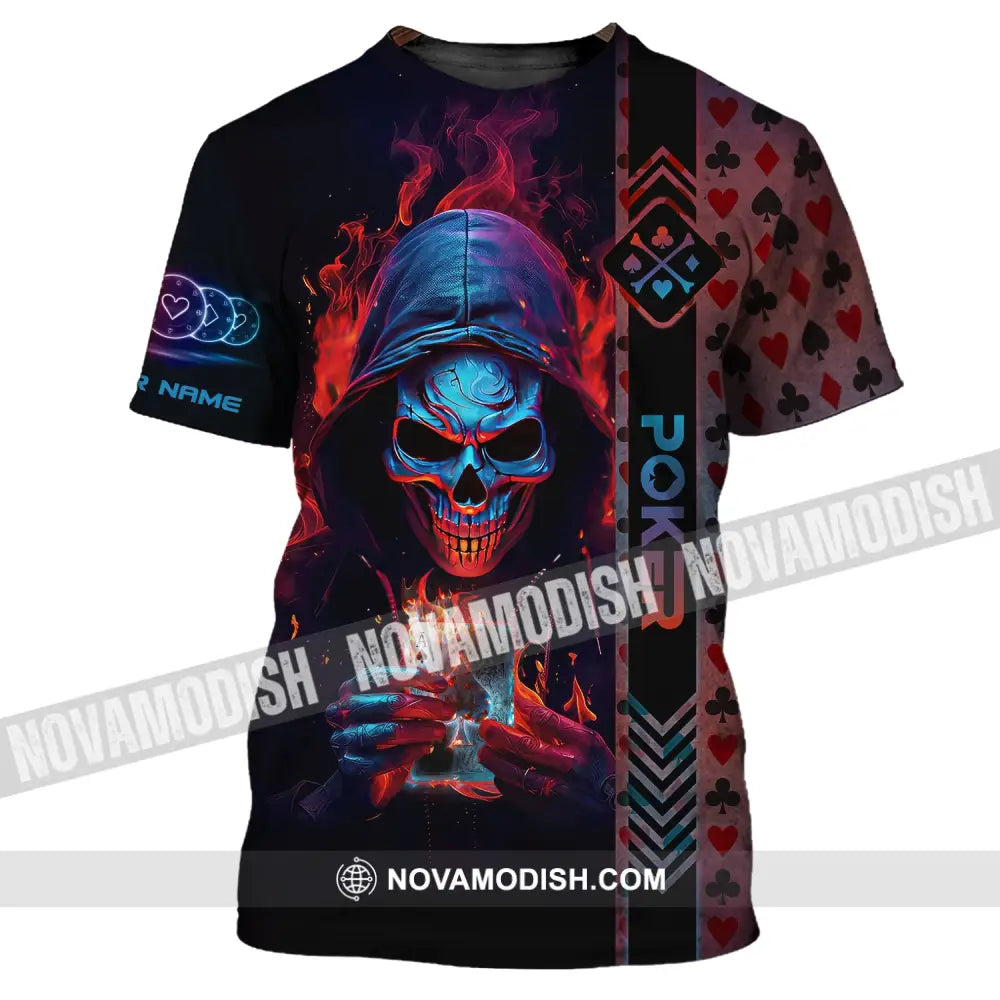 Unisex Shirt Custom Name Poker Skull T-Shirt Hoodie Gift / S