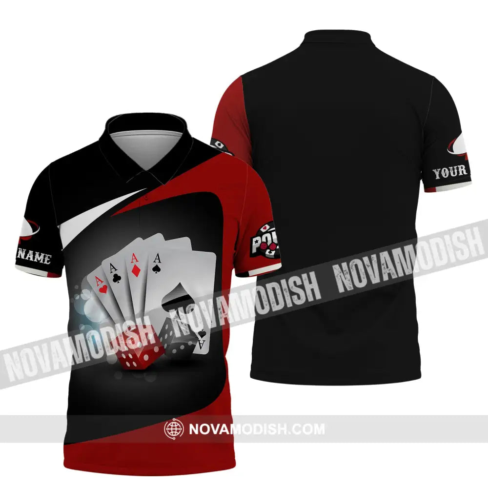 Unisex Shirt Custom Name Poker T-Shirt Casino Gift Polo / S