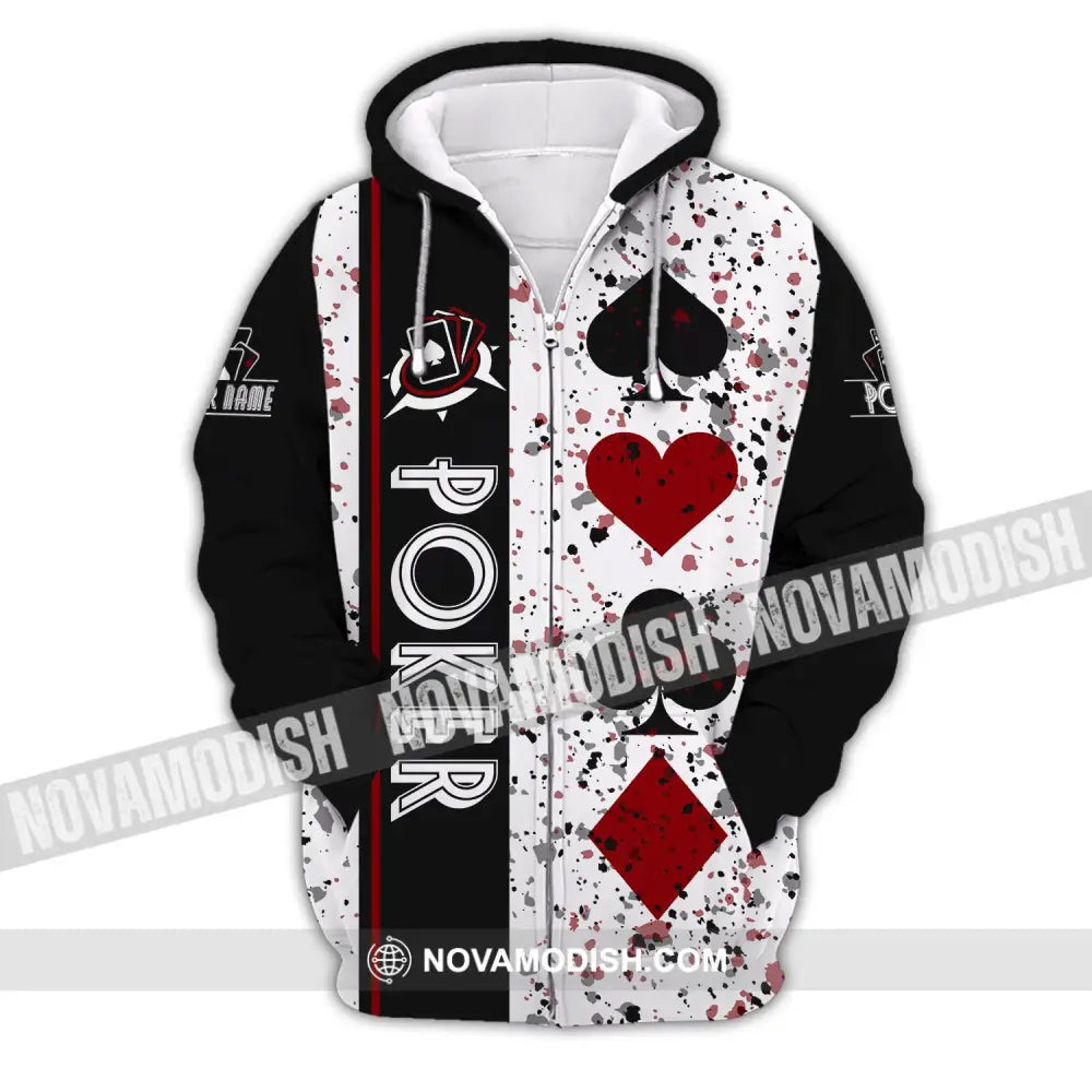 Unisex Shirt Custom Name Poker T-Shirt Casino Gift Zipper Hoodie / S