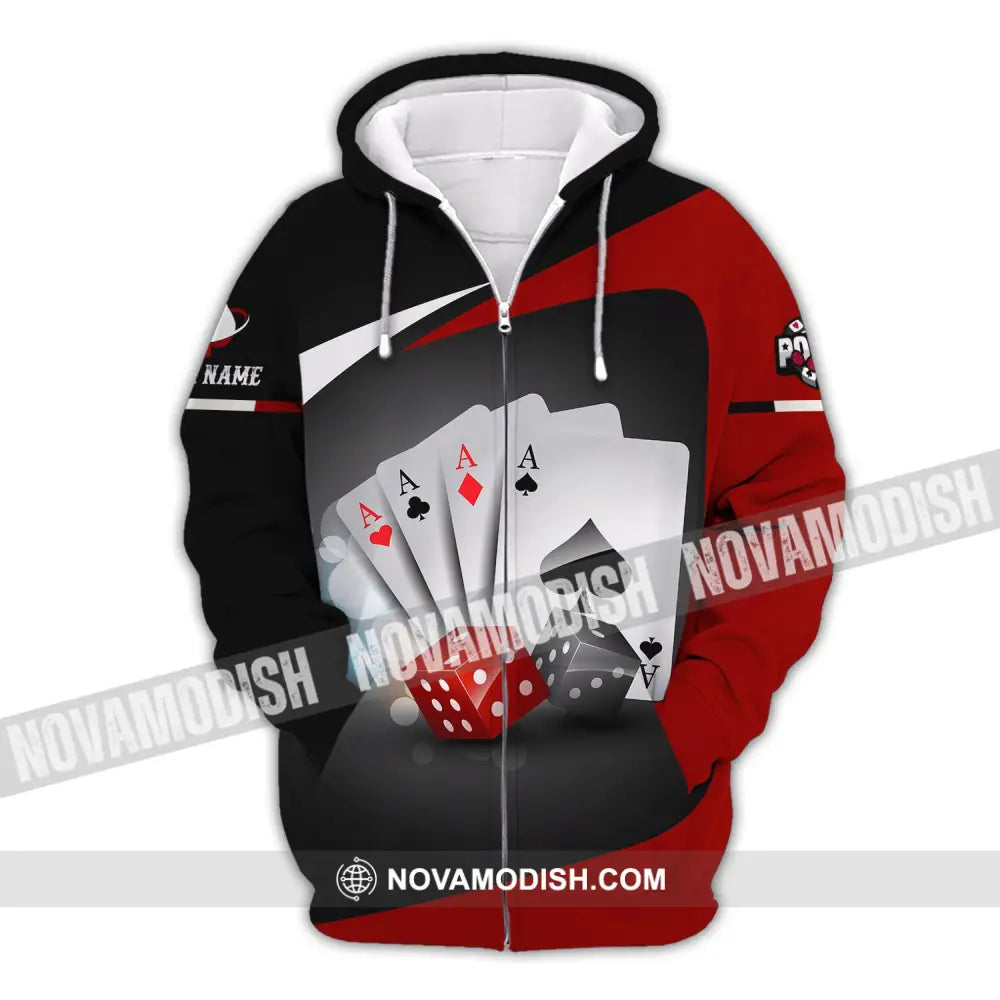 Unisex Shirt Custom Name Poker T-Shirt Casino Gift Zipper Hoodie / S