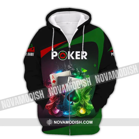 Unisex Shirt Custom Name Poker T-Shirt Casino Gift Zipper Hoodie / S