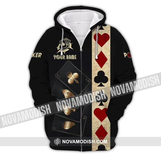 Unisex Shirt Custom Name Poker T-Shirt Casino Gift Zipper Hoodie / S