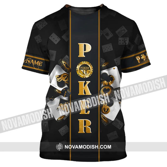 Unisex Shirt Custom Name Poker T-Shirt Golden Casino Gift / S