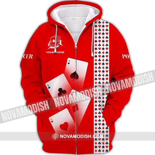 Unisex Shirt Custom Name Poker T-Shirt Hoodie Casino Zipper / S