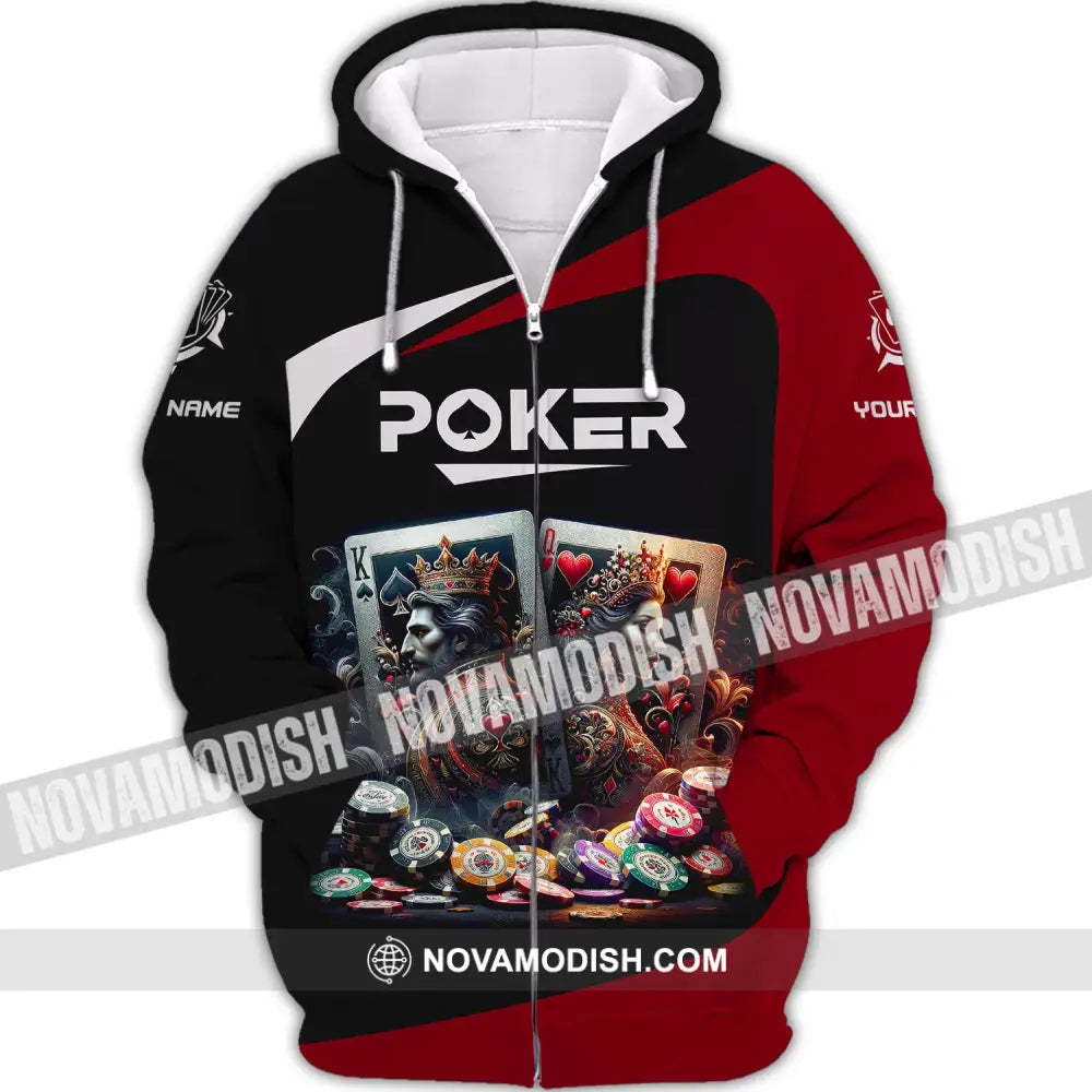 Unisex Shirt Custom Name Poker T-Shirt Hoodie Player Gift Zipper / S