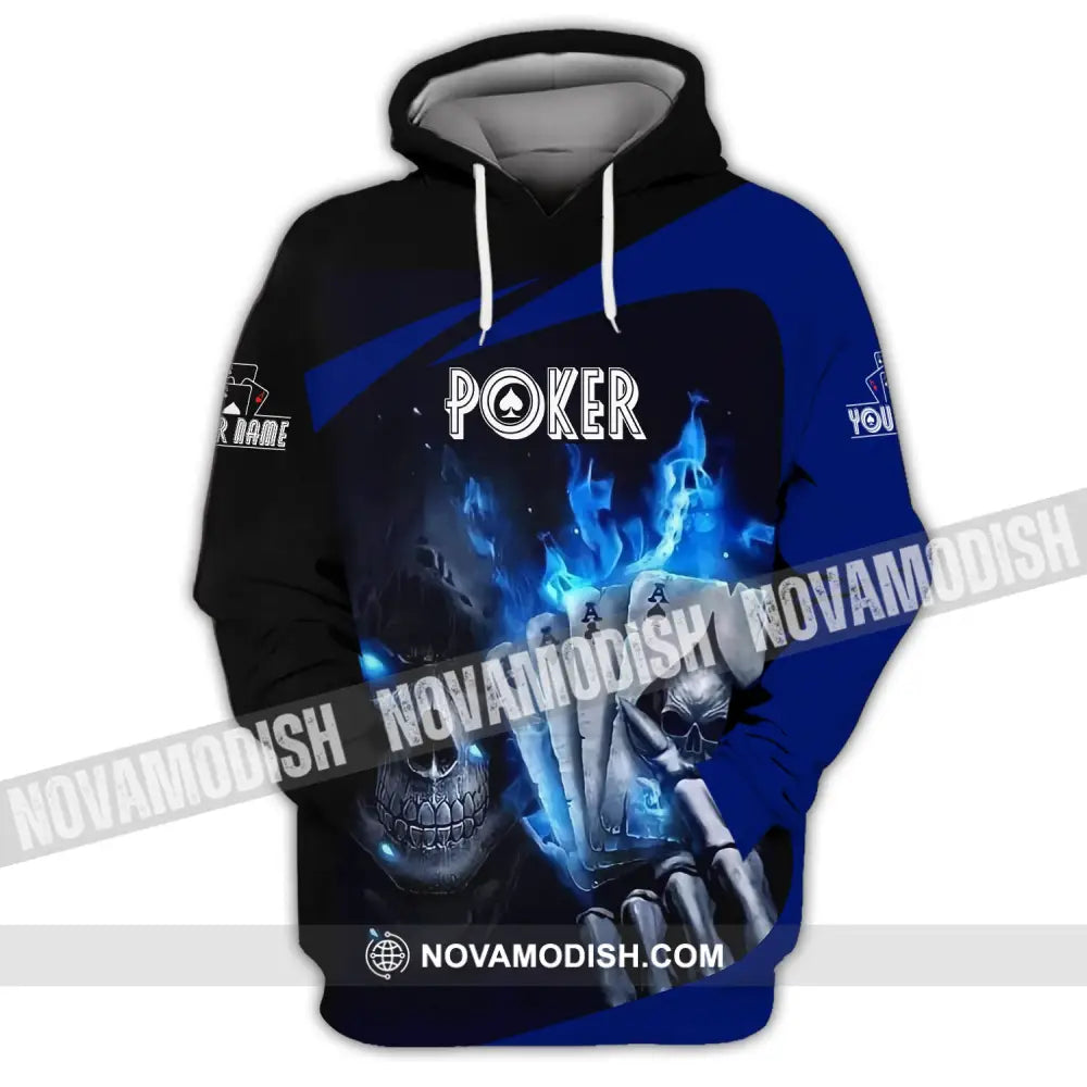 Unisex Shirt Custom Name Poker T-Shirt Skull Casino Gift Hoodie / S