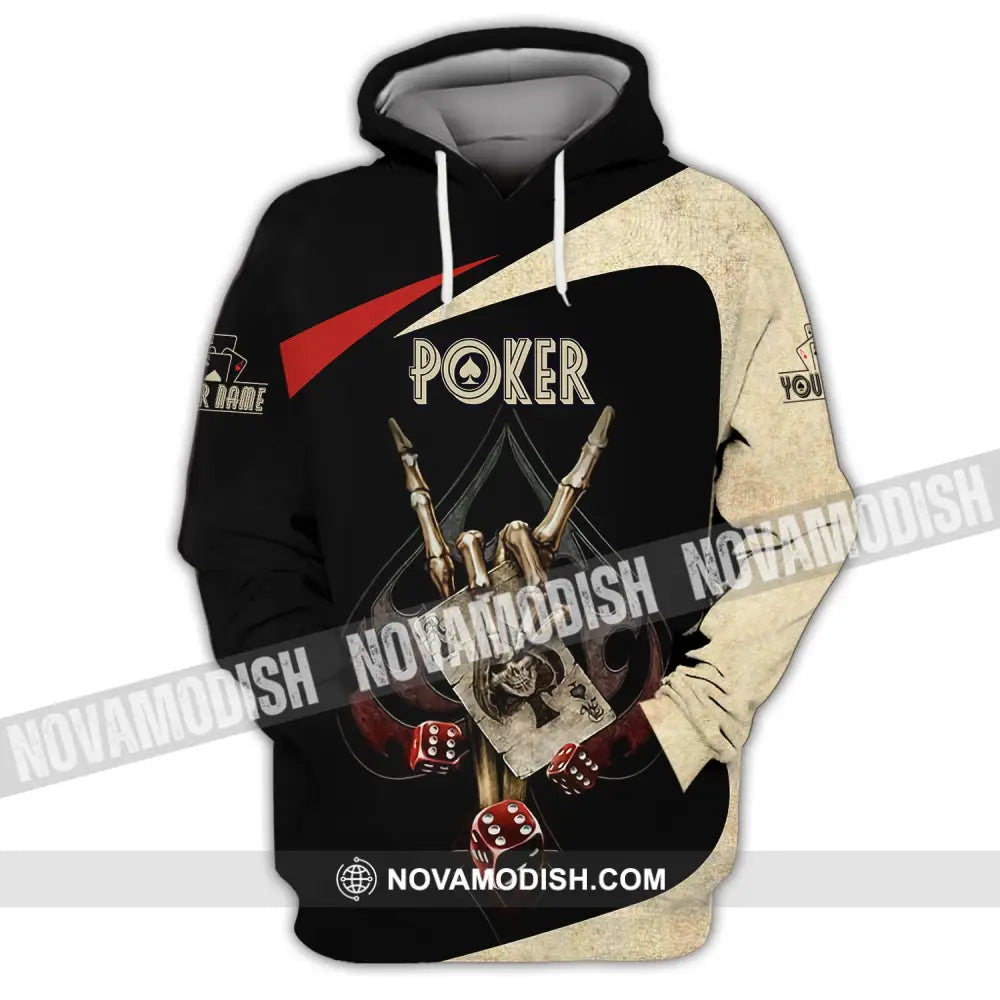 Unisex Shirt Custom Name Poker T-Shirt Skull Hand Casino Gift Hoodie / S