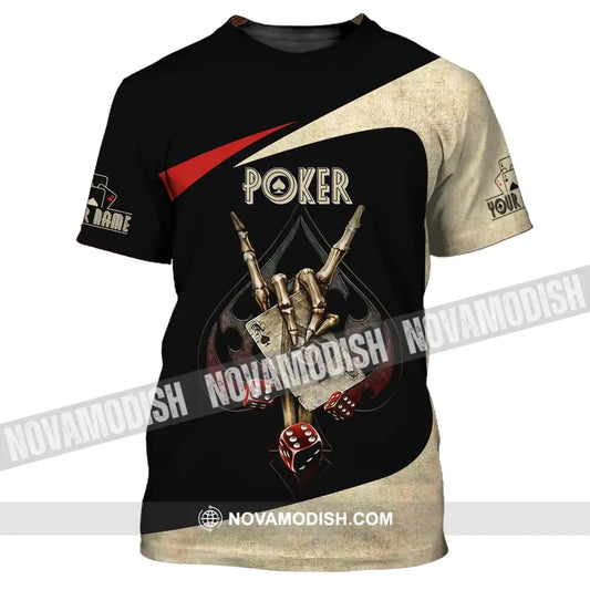 Unisex Shirt Custom Name Poker T-Shirt Skull Hand Casino Gift / S