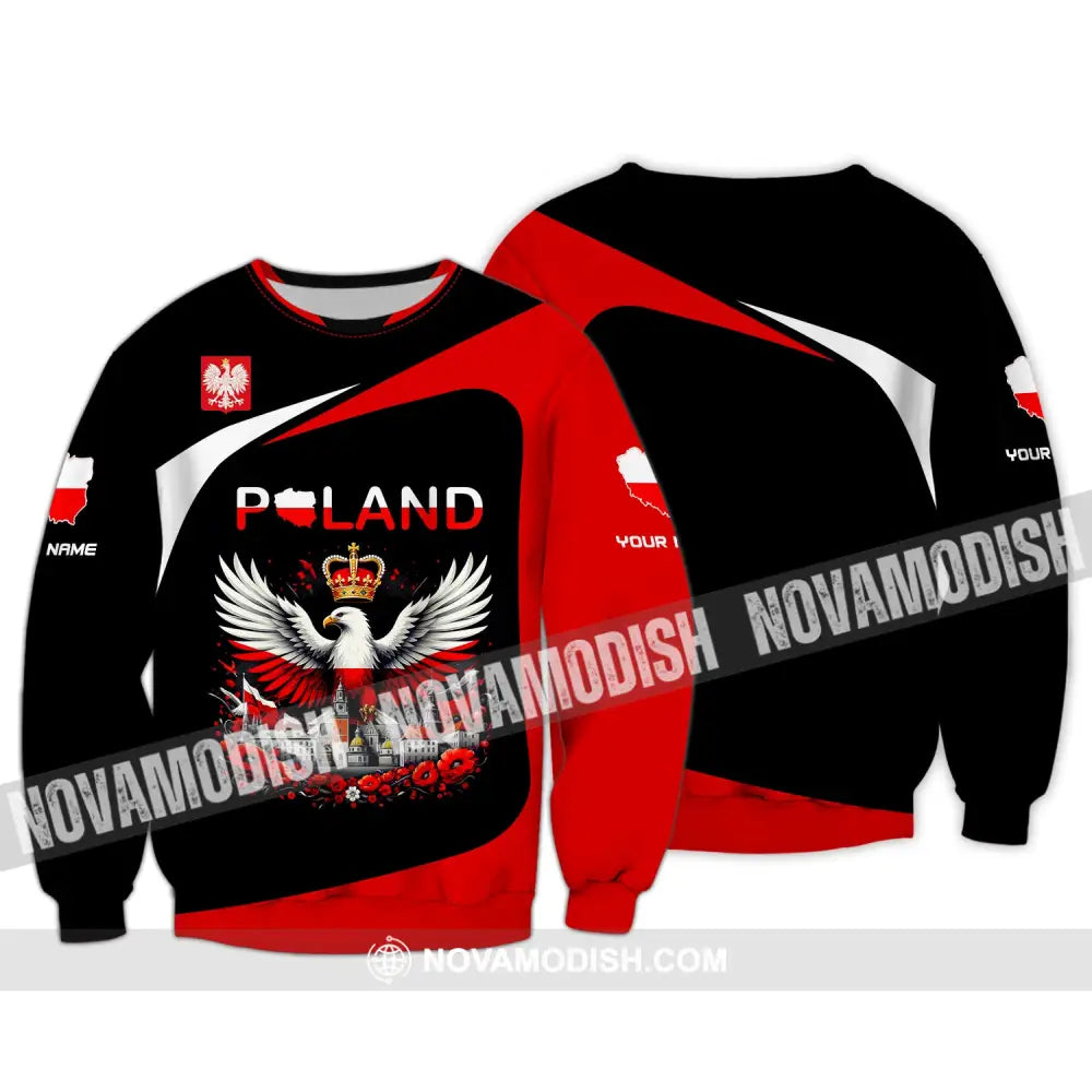 Unisex Shirt Custom Name Poland Long Sleeve Polo Lover Gift / S T-Shirt