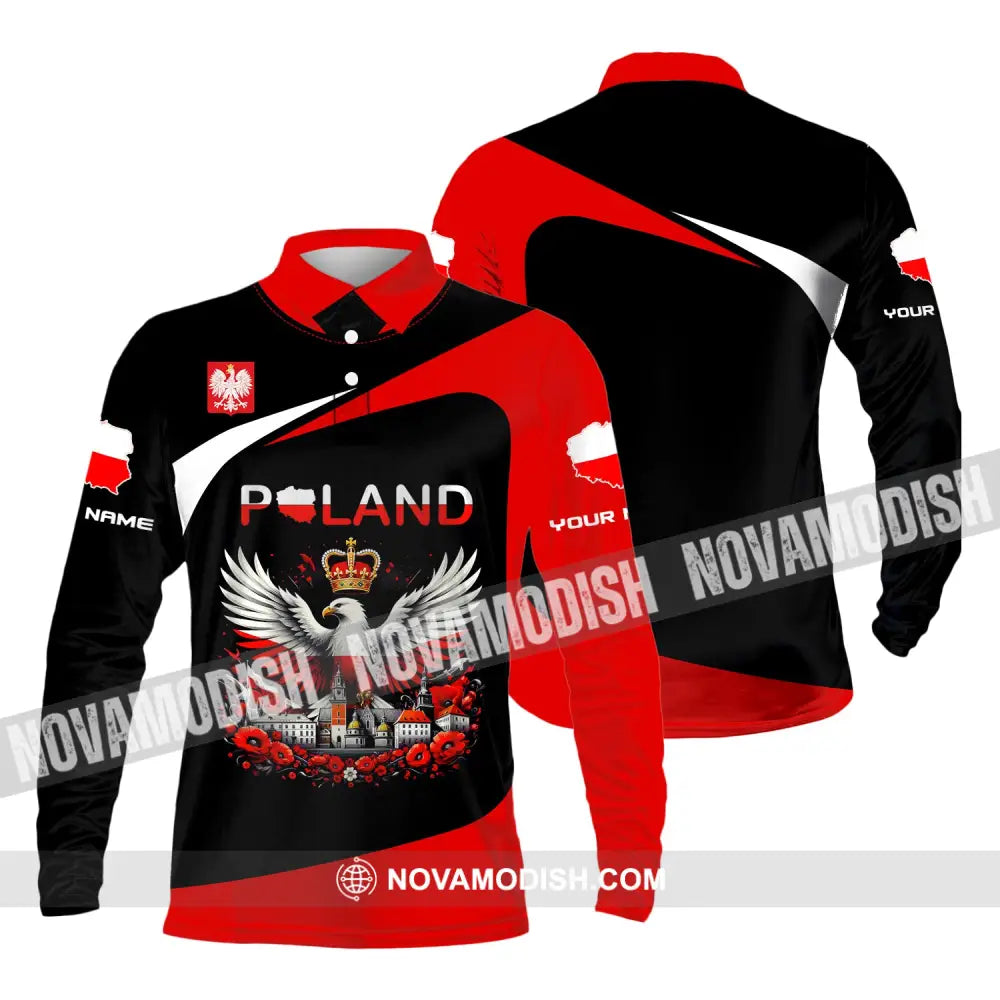 Unisex Shirt Custom Name Poland Long Sleeve Polo Lover Gift / S T-Shirt