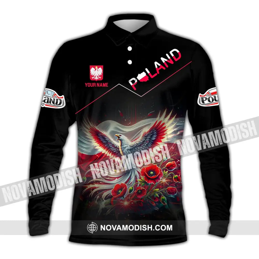 Unisex Shirt Custom Name Poland Polo Long Sleeve Gift / S T-Shirt