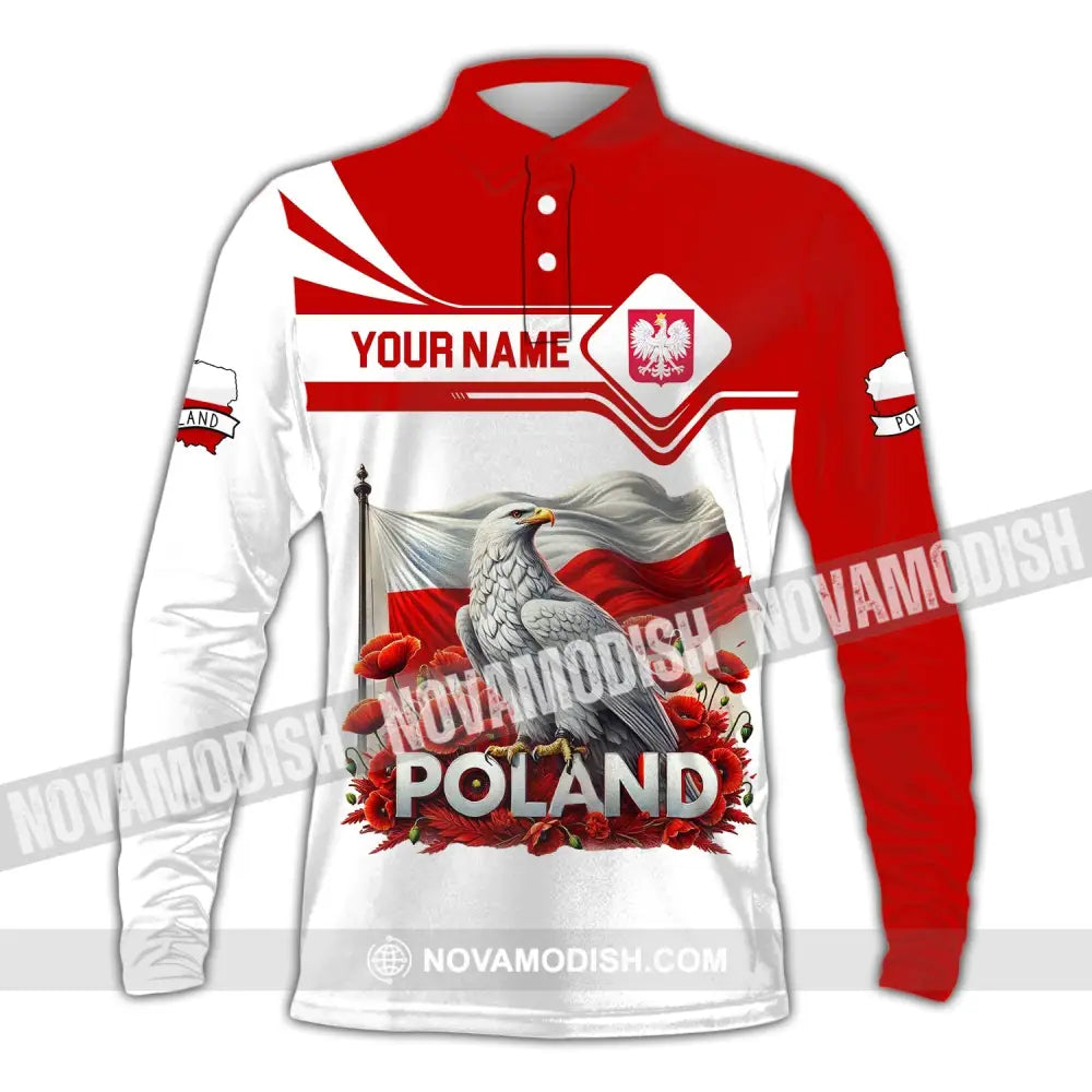 Unisex Shirt Custom Name Poland Polo Long Sleeve Gift / S T-Shirt