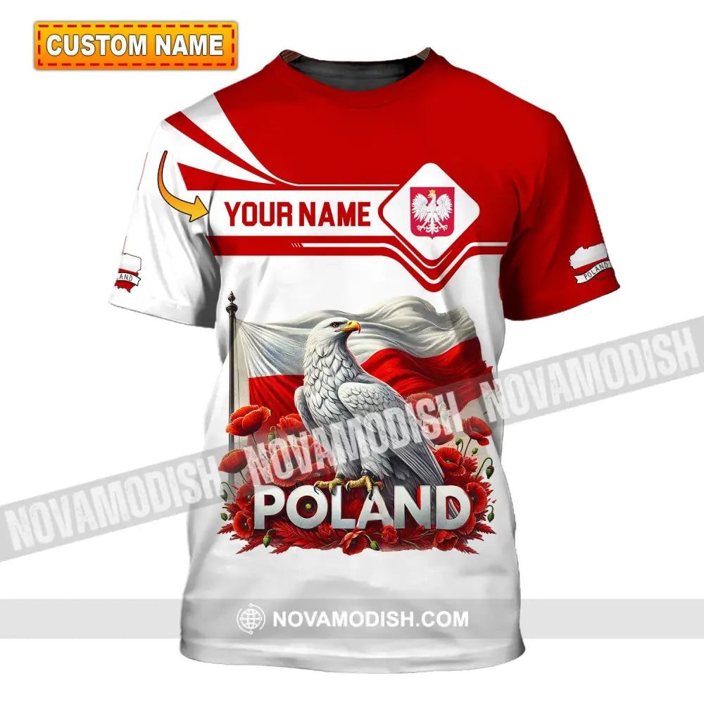 Unisex Shirt Custom Name Poland Polo Long Sleeve Gift T-Shirt