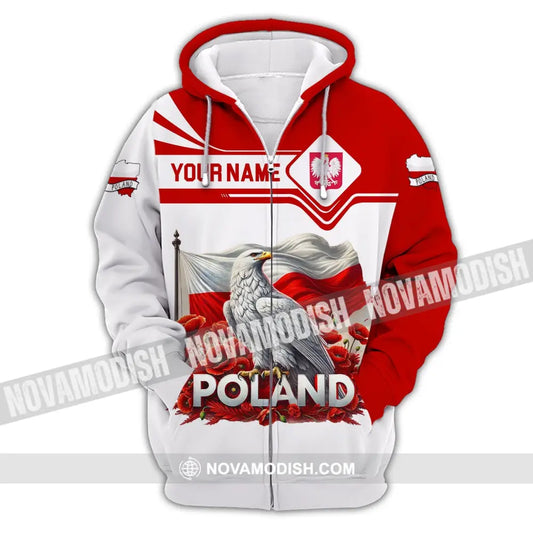 Unisex Shirt Custom Name Poland Polo Long Sleeve Gift Zipper Hoodie / S T-Shirt