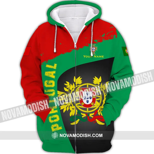 Unisex Shirt - Custom Name Shirt - Portugal Shirt Custom Name Zipper Hoodie / S T-shirt
