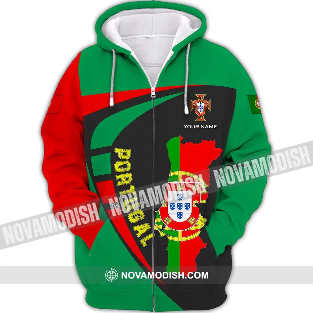 Unisex Shirt - Custom Name Shirt - Portugal Shirt Custom Name Zipper Hoodie / S T-shirt