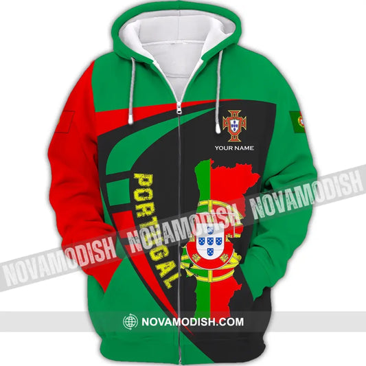 Unisex Shirt - Custom Name Shirt - Portugal Shirt Custom Name Zipper Hoodie / S T-shirt